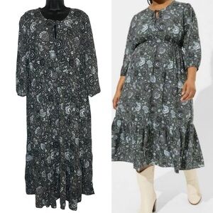 Torrid Fortune Paisley Challis Front Tiered Dress